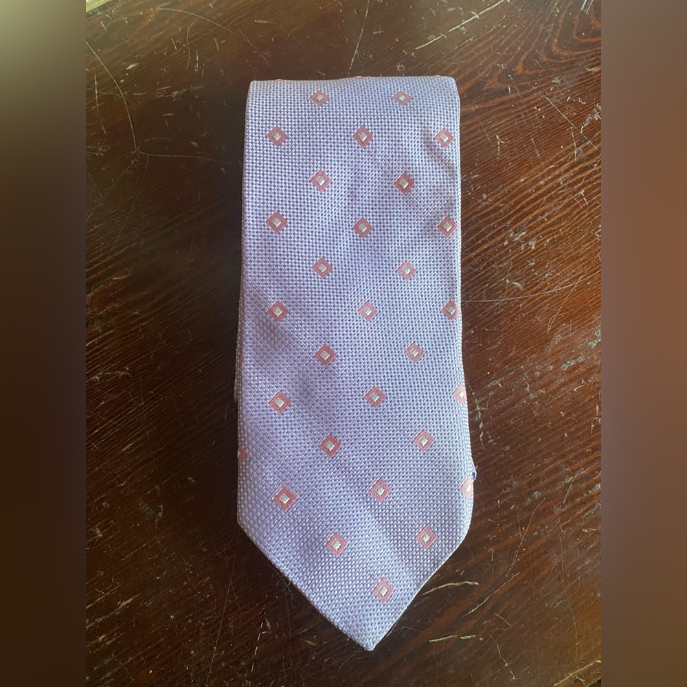 Hart Schaffner Marx Men's Classic Silk Tie Lavender Purple Pink Diamonds L60”W4”